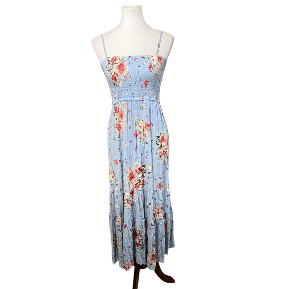 Altar’d State Blue Floral Smocked Maxi Dress Cottagecore Boho Sundress Size M